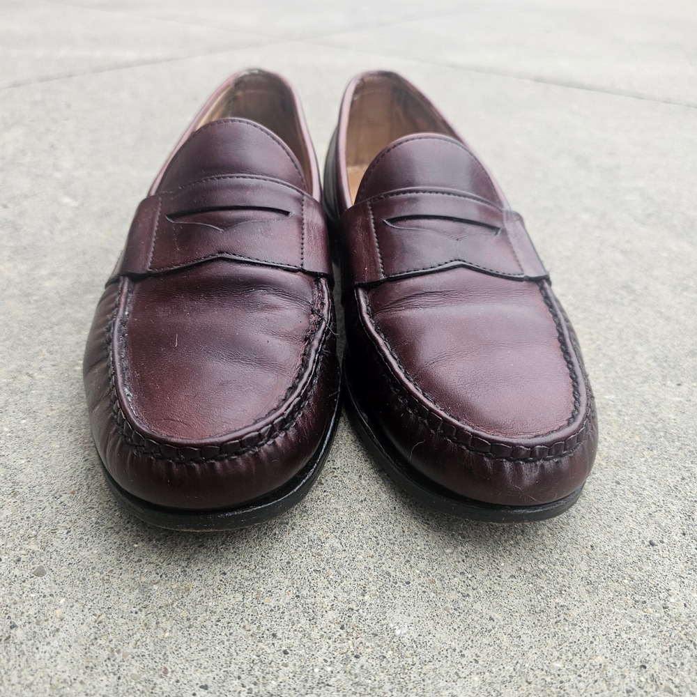 Allen Edmonds Penny Loafers Mens 9.5 D Burgundy‎ Leather 10531 Slip On USA Made - Picture 2 of 9